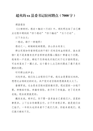 超火的县委书记驻村蹲点（7000字）调查报告