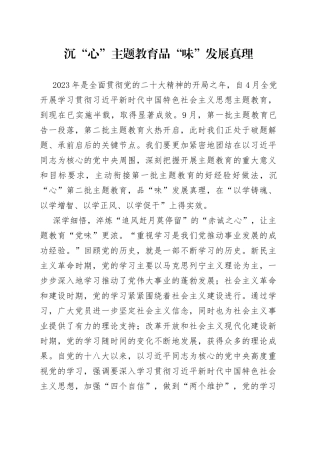 沉“心”主题教育 品“味”发展真理