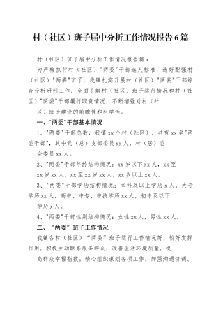 村（社区）班子届中分析工作情况报告6篇