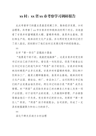 村：省市考察学习调研报告（20230613）