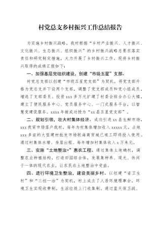 村党总支乡村振兴工作总结报告