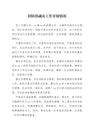 村防汛减灾工作开展情况