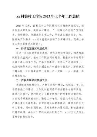 村驻村工作队2023年上半年工作总结（20230704）