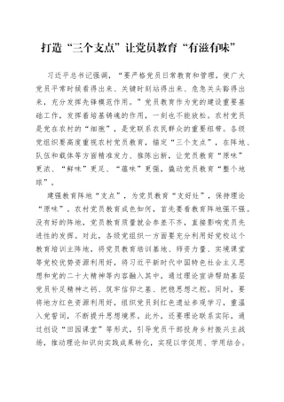 打造“三个支点”让党员教育“有滋有味”