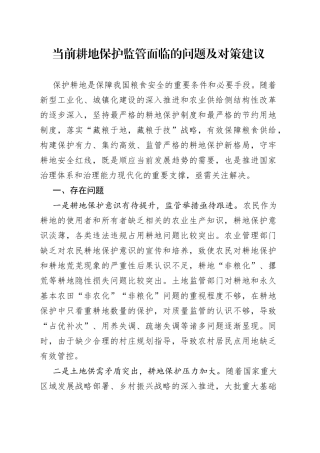 当前耕地保护监管面临的问题及对策建议