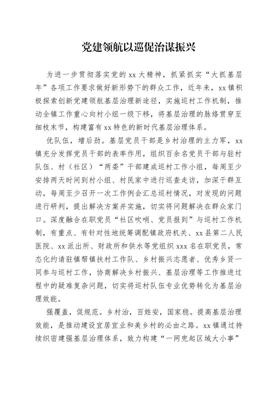 党建领航以巡促治谋振兴_第1页