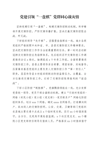 党建引领“一盘棋” 党群同心