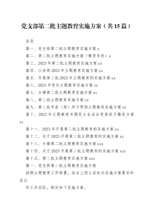党支部第二批主题教育实施方案（共15篇）
