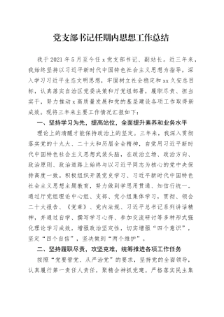 党支部书记任期内思想工作总结