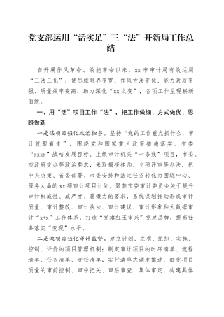 党支部运用“活实足”三“法”开新局工作总结