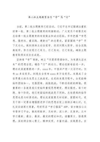 第二批主题教育当力“学”笃“行”