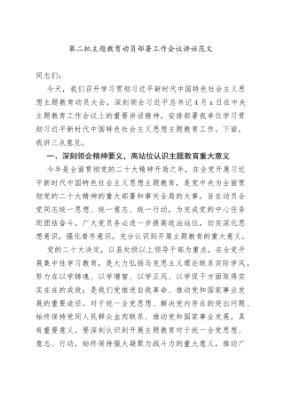 第二批主题教育动员部署工作会议讲话政法部门委
