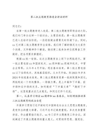 第二批主题教育推进会讲话材料