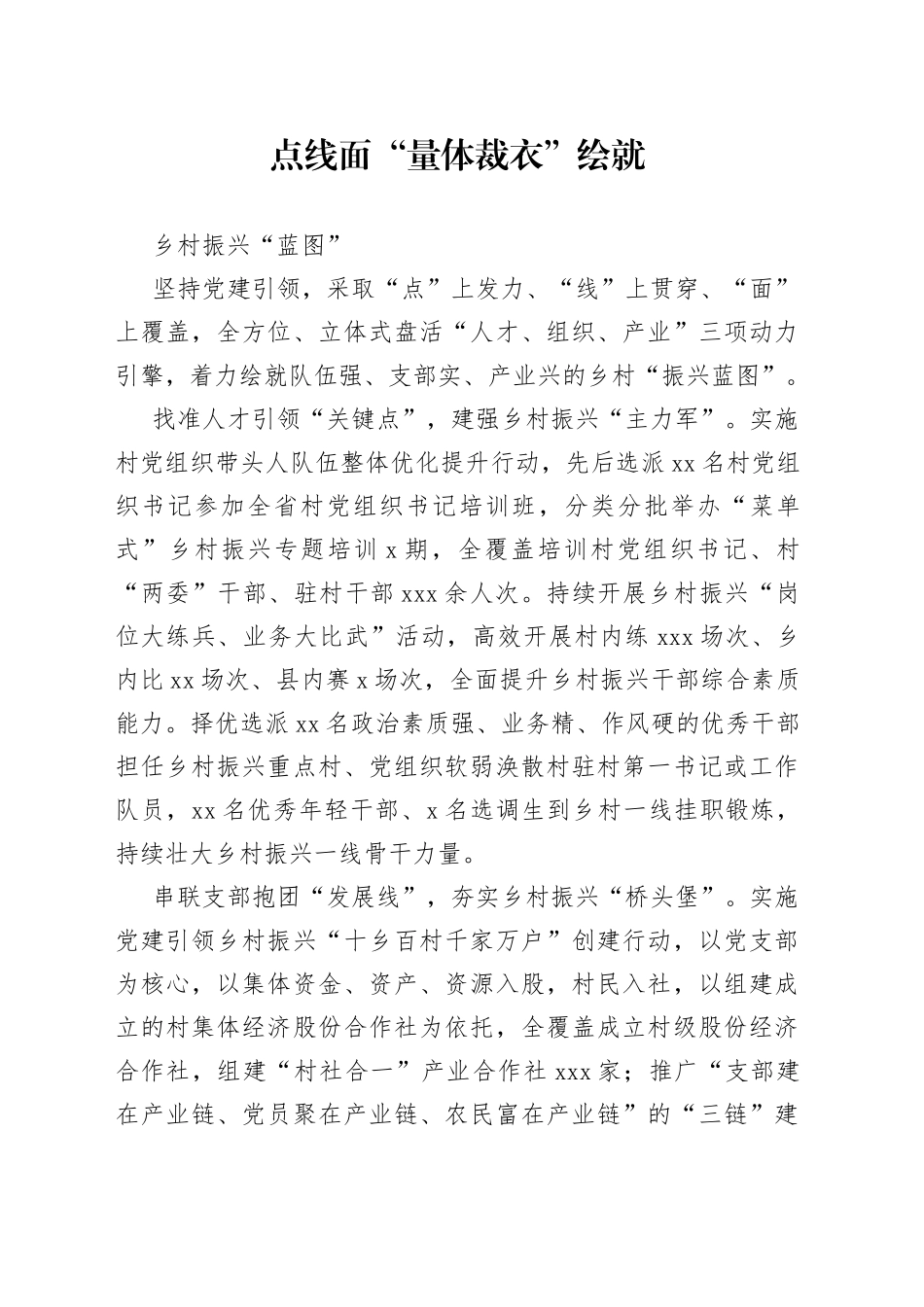 点线面“量体裁衣”绘就乡村振兴“蓝图”（农村党建）_第1页