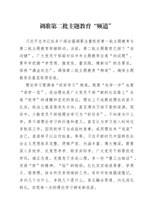 调准第二批主题教育“频道”