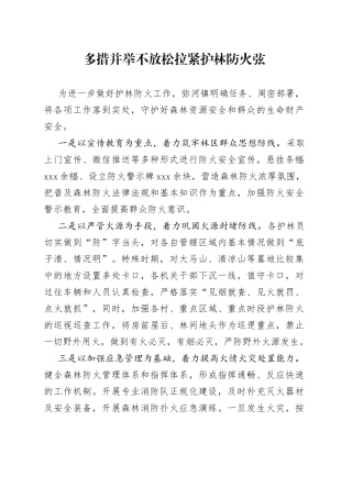 多措并举不放松拉紧护林防火弦