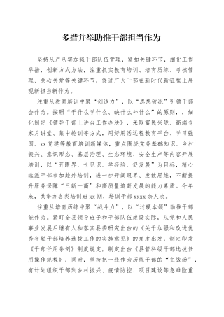 多措并举助推干部担当作为