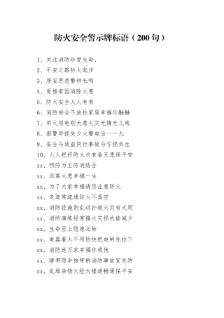 防火安全警示牌标语（200句）