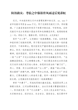 防汛救灾：考验之中强筋骨 风雨过后见彩虹