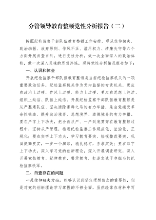 分管领导教育整顿党性分析报告（二）