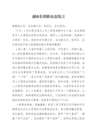副市长供职表态发言