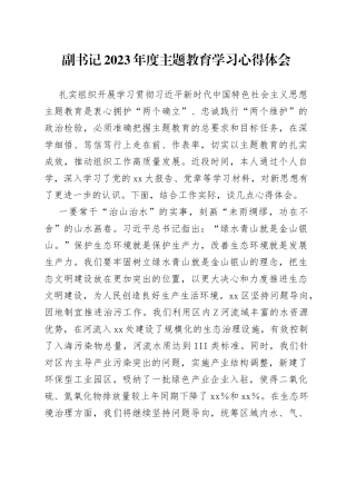 副书记2023年度主题教育学习心得体会