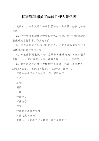 岗位胜任力评估表