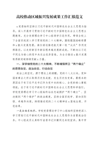 高校推动区域振兴发展成果工作汇报大学总结报告