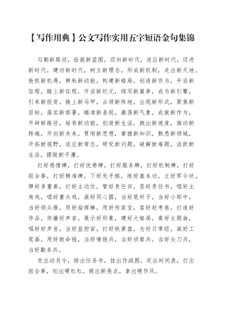 公文写作实用五字短语金句集锦