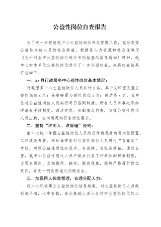 公益性岗位自查报告（1）