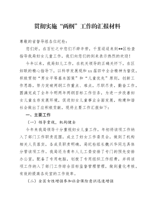 贯彻实施“两纲”工作的汇报材料