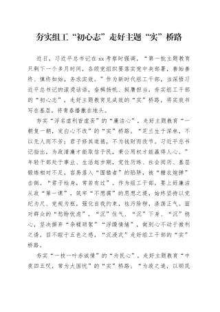 夯实组工“初心志” 走好主题“实”桥路