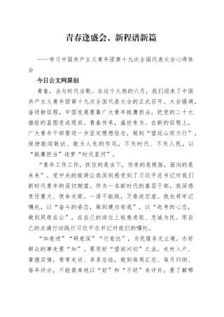 基层干部学习共青团十九大精神心得体会