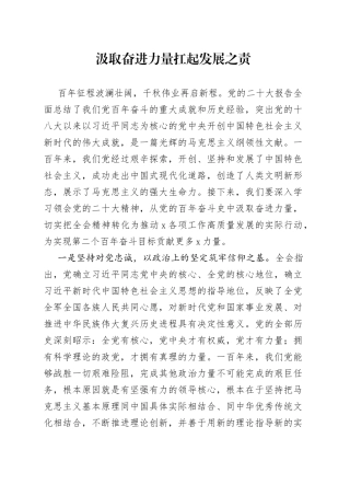 汲取奋进力量 扛起发展之责