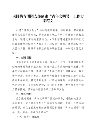 项目共青团团支部创建青年文明号工作方案实施