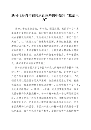 新时代好青年在传承红色基因中提升“政治三力”