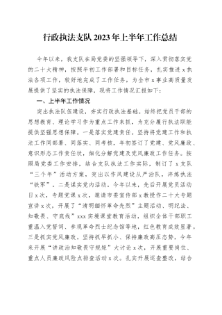 行政执法支队2023年上半年工作总结
