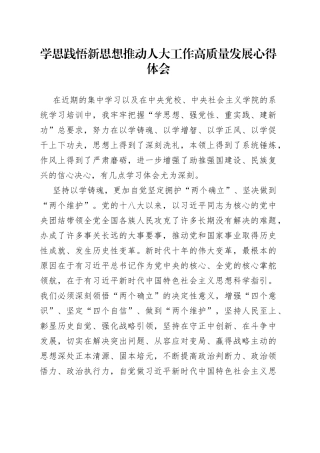 学思践悟新思想推动人大工作高质量发展 心得体会