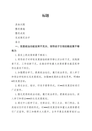 巡察整改情况统计表