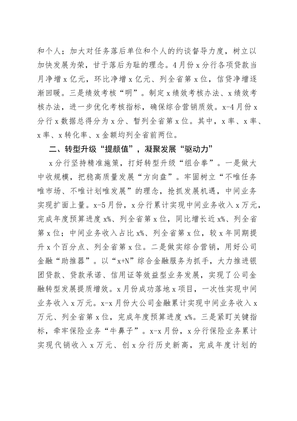 银行分行经营发展工作汇报总结报告_第2页