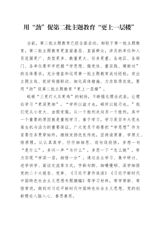 用“劲”促第二批主题教育“更上一层楼”