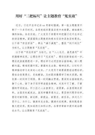 用好“三把标尺”让主题教育“见实效”
