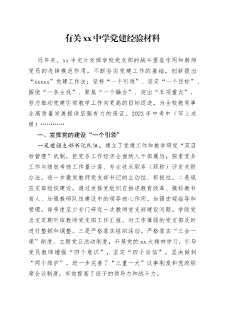 有关中学党建经验材料