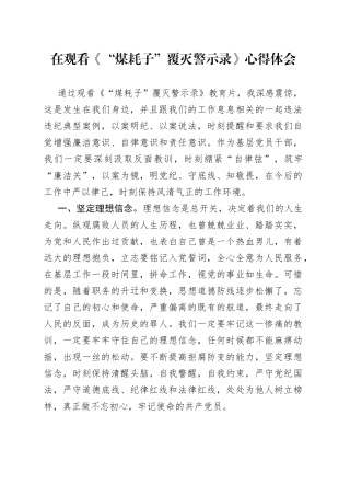 在观看《“煤耗子”覆灭警示录》心得体会