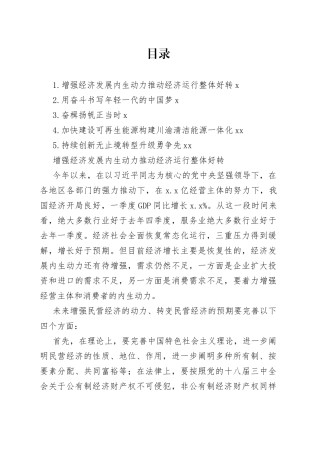 在青年企业家峰会上的发言材料合集