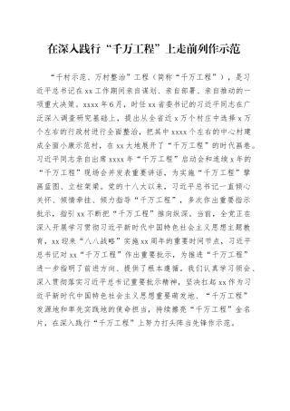 在深入践行“千万工程”上走前列作示范