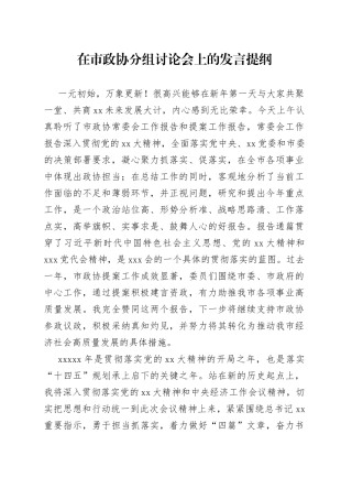 在市政协分组讨论会上的发言提纲