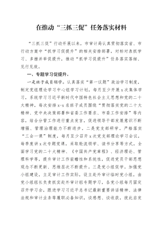 在推动“三抓三促”任务落实材料
