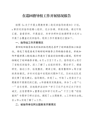 在巡回指导组工作开展情况报告