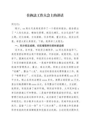 在执法工作大会上的讲话